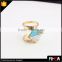 wholesale 18k gold plated fashion triangle shape turquoise stone finger ring