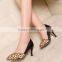 The high quality leopard leather pumps dress shoes Fancy horsehair genuine leather high heel office ladies shoes CP6662