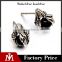 stainless steel fashion earrings mens Talon with round black stone biker earrings