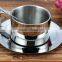 High grade 304 stainless steel coffee cup creative double insulated coffee cup set with dish spoon