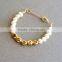 Wholesale engraved letter gold charm bead bracelet pearl bracelet