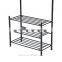 HOMCOM Hall Tree Entryway Storage Coat Hanger with Shoe Rack - Metal Black
