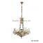 Tropical Rainforest Design Antique Brass Six Arm Chandelier, Unique Design Bronze Droplight With Lampshade