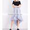 Customized Lady's Apparel Beautiful High-rise Elastic Waist Striped Ruffled Asymmetric Poplin Skirt(DQM002S)