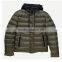 custom men winter faked down padded jacket with contrast hood