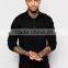 Hot Sale Cheapest Custom Long Sleeve Button Placket Black Men's 65% Polyester 35% Cotton Breathable Pique 200g Casual Polo Shirt