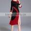 Lady multicolor fashion degisn crumple dresses with split hem