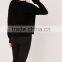 Custom Label Women Plain Black Knitwear With Drop Shoulder Loose Sweater Turn Back Cuff Cropped Jumper Black