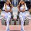2016 Women Pants Ladies Casual White and Black With Waist-length Ripped Distressed Skinny Female Jeans