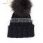 Ladies Winter Wool Hat Fur Pom Hat,Cut Winter Hat