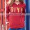fashion design bright red long sleeve hoody have word printing for women