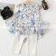 Wholesale 2 pieces kids clothes sets kids blouse and shorts set baby girl clothes set
