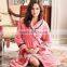100% POLYESTER WOMEN'S THERMAL CORAL FLEECE BATHROBE