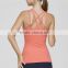 2016 women tight vest sports yoga fitness tops coral back cross strap ladies tank top