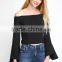 Latest Fashion Blouse Design Long Sleeve Off-Shoulder Blouses,Latest Long Tops Designs Girls Black Long Sleeve Blouses and Tops