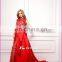 NN07 2015 Latest Real Sample Unique Detachable Red Lace Train Prom Dress