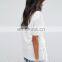 2017 plain white latest design fancy ladies tie front tops