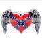 Good Quality Wholesale Zinc Alloy metal angle wings and heart cowboy belt buckle