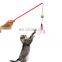 Plastic pet cat stick teaser toy with feather bells for playing