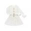 2020 wholesale white ribbed strip kid dress baby long sleeve and buttons design newborn baby dress model for toddlers