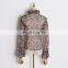 TWOTWINSTYLE Perspective Bowknot Collar Flare Long Sleeve Ruffle Shirt Women 2020