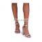 Ladies Latest Design High Heels Silver Diamante Embellished Block Heel Women Party Sandals Shoes Other Colors Are Available