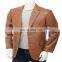 Men Leather Blazer Tan Slim fit Coat Jacket