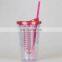 Double Wall Plastic Fruit Infuser Cup With Straw