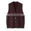 New Arrival Women's Pure Cashmere Woolen Cardigan Sleeveless Knit Vest V-Neck Embroidered Logo Casual Style Outer Wear Button