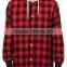 Winter 2015 Tantan Red Black Plaid Mens Hooded Flannel Shirt