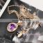 Purple crystal jewelry chain latest design pendant necklace