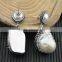 LFD-07E Finding Druzy 925 Silver Pearl Pave Rhinestone Crystal Drop Earring / Stud Earrings Charms Jewelry