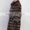 QD80688 Woman Luxury Russian Sable Striped Long Coat