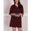 plus size drawstring waist shirt casual dress burgundy