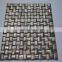 Wave colored Brown River shell mosaic tile,seamless on mesh