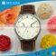 Fashion Japan Movt Stainless Steel Back Browngenuine Leather Quartz Watch
