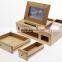 100% bamboo Organiser Tidy Stationery storage Box with drawer multifunction Desk Organiser with Photo Frame wholesale