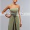 2014 New Chiffon Light Green Strapless Cheap Bridesmaid Dresses Gowns With Hand Made Flower Knee Length A Line Formal Dresses