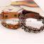 Punk Cool Men Womens Wide Genuine Leather Belt Bracelet Cuff Wristband Bangle
