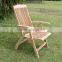 Adjustable solid teak garden chair high back folding chair