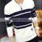 Mens V Neck Long Sleeve Pullover Latest Colorful Stripes 100%cotton Fashion Knitted Sweater