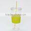 Drink cup with straw single wall and cover silicon plastic cup with silicone grip