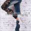 2016 new women Europe and America big yards lace street fashion jeans pants feet trousers