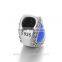X347C Wholesale Crystal Charm Custom Blue Enamel Initial Charm