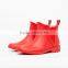 red sexy women classic style chelsea watertight outdoor loose lowcut ankle shoes customized rain boot wellington boot