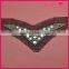 2015 fancy white rhinestone neck with black mesh Beaded Neckline WNLA-009