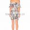 latest floral print off shoulder short sleeve holiday dress woman ruffle casual dress