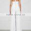 Wholasale Women Apparel Trimity White Wide-leg Racer Back Crepe Jumpsuit(DQE0126J)