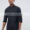 High Quality Custom Long Sleeve Button Down Collar Mens 100% Woven Cotton Casual Slim Fit Fashion Dark Navy Solid Shirts
