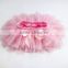 Little girl bloomer dress pink chiffon fabric with ribbon bowknot wholesale baby product